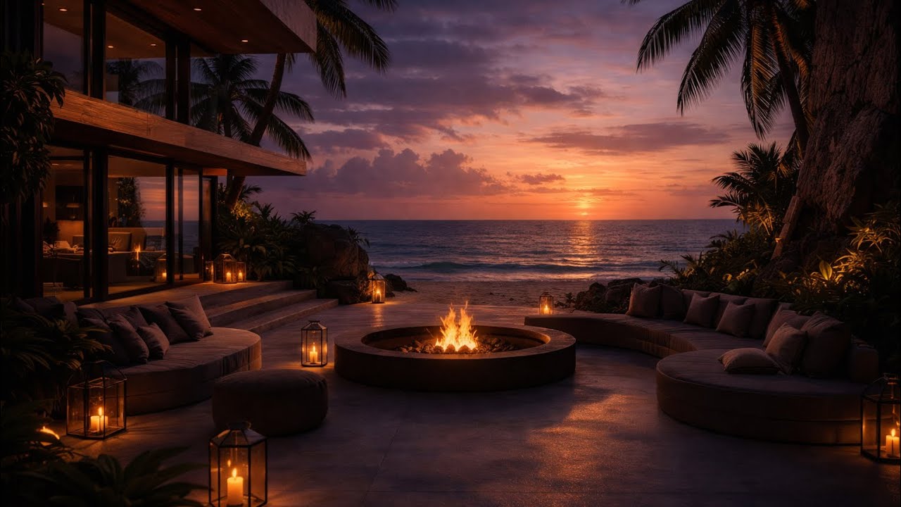 How I Beat Insomnia 🔥🌊 Relax, Study, Meditate & Sleep | Sunset Firepit Ambience #sunset  #firepit