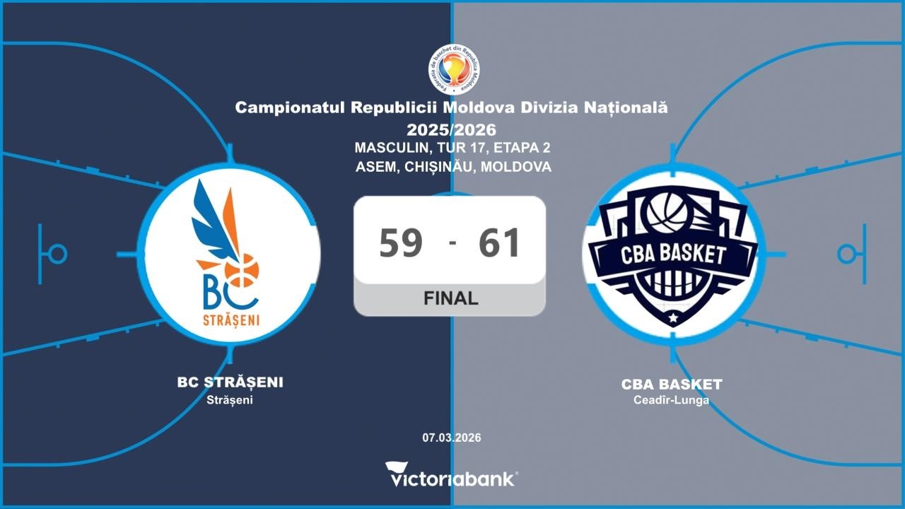 #108 National Division 2025/26: BC STRĂȘENI - CBA BASCHET (masculin), (Tur 17, Etapa 2), 07.03.2026