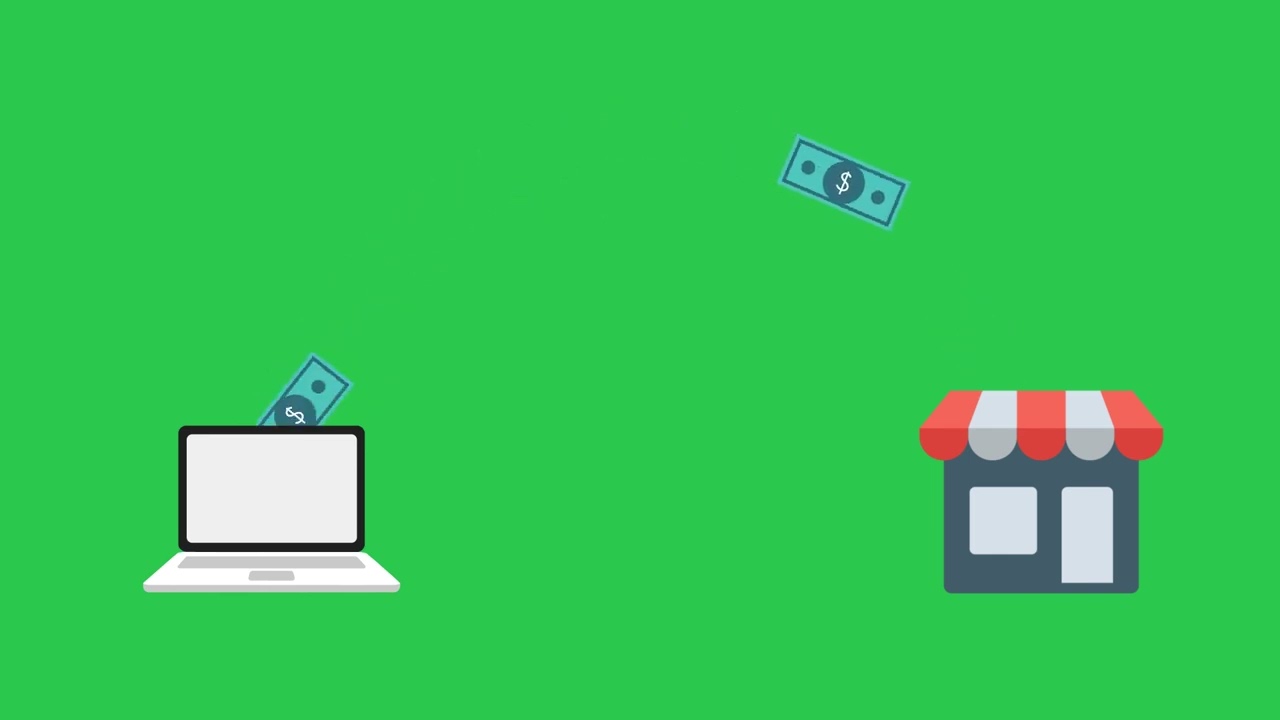 Online Money Transfer To Bank Green Screen Infographics Animation