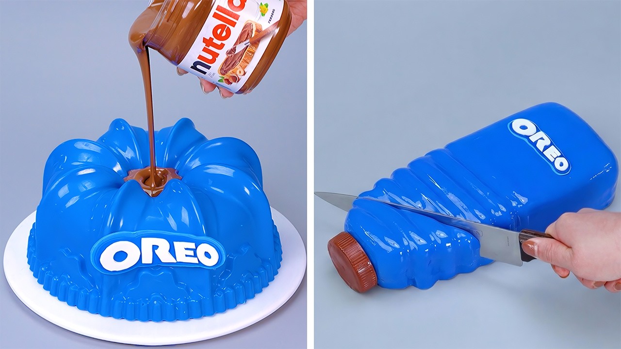 🍫 Most Satisfying Giant Oreo Nutella Chocolate Cake 💙 Cara Membuat Kue Oreo Raksasa Isi Cokelat