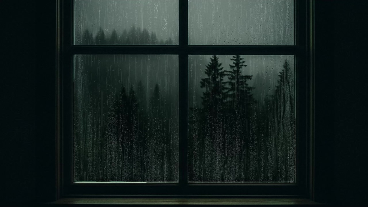 Intense Rain on Window Glass 🌙 Dark Night Sounds for Sleep and Relaxation 🌊  NightRainAudio