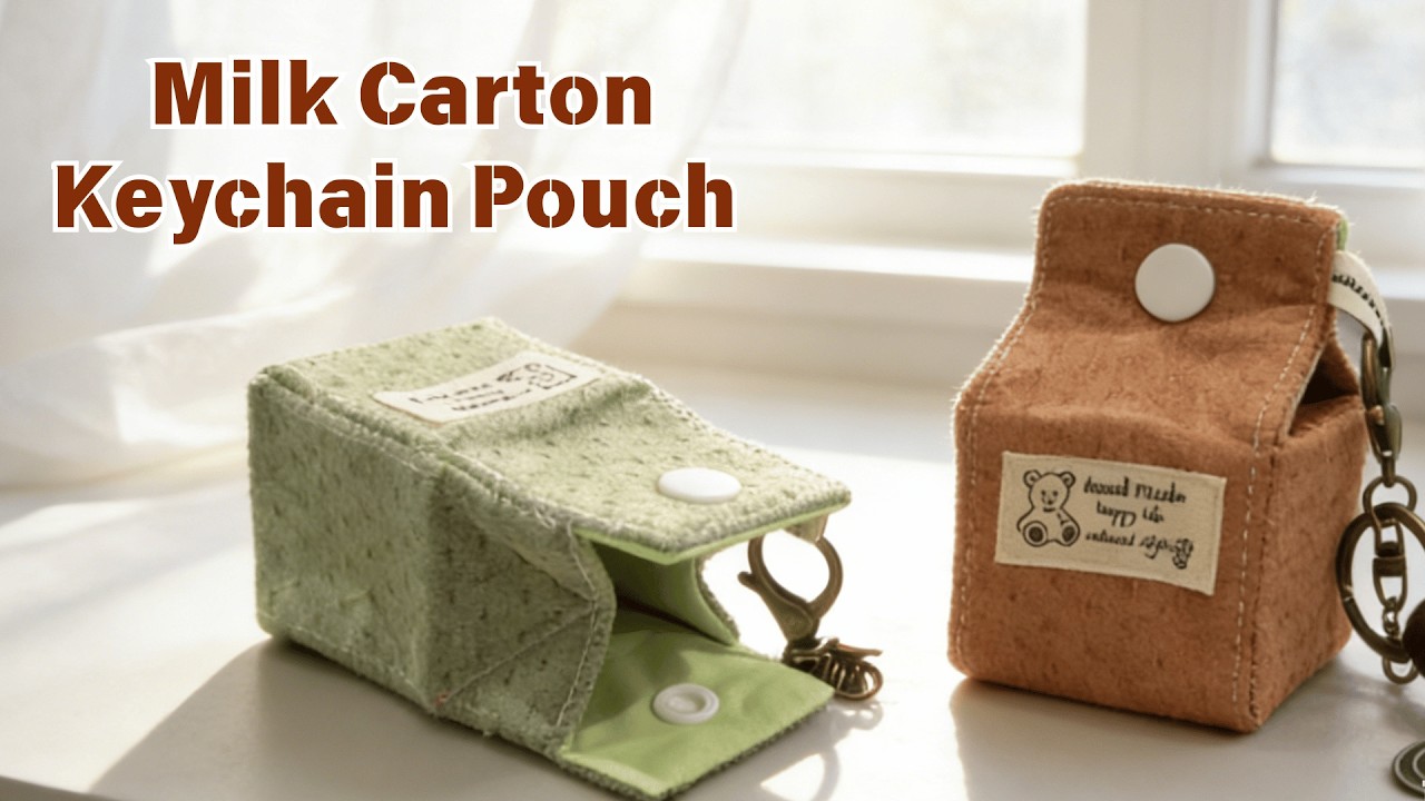 DIY Milk Carton Keychain Pouch | Sew a Tiny Coin & Earphone Holder