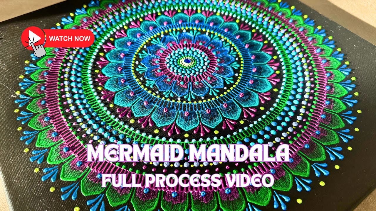 Mandala in Mermaid Colours Using Acrylic Paint Cones | Full Process Art Tutorial ✨