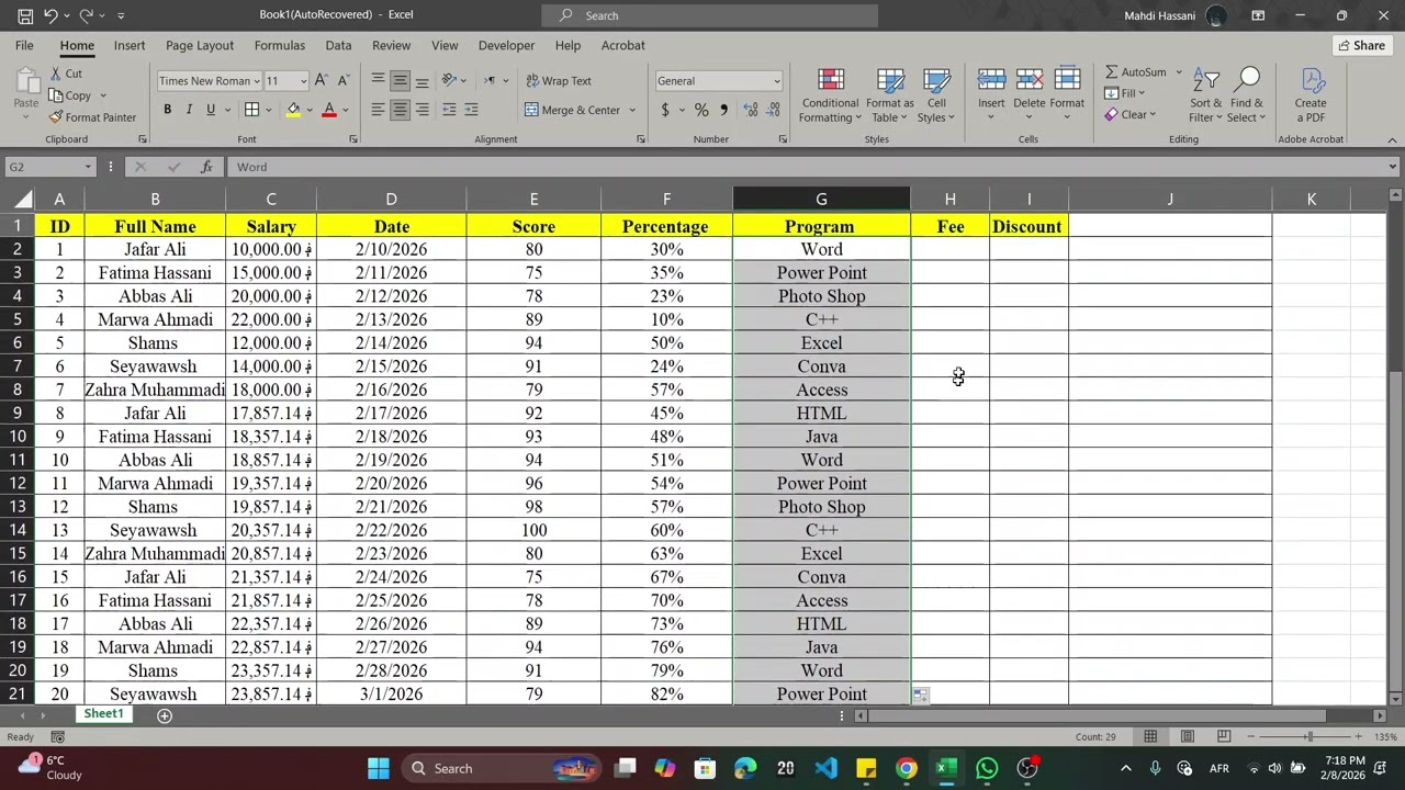 Conditional formatting in Microsoft Excel فرمت دهی شرطی در برنامه مایکروسافت اکسل 