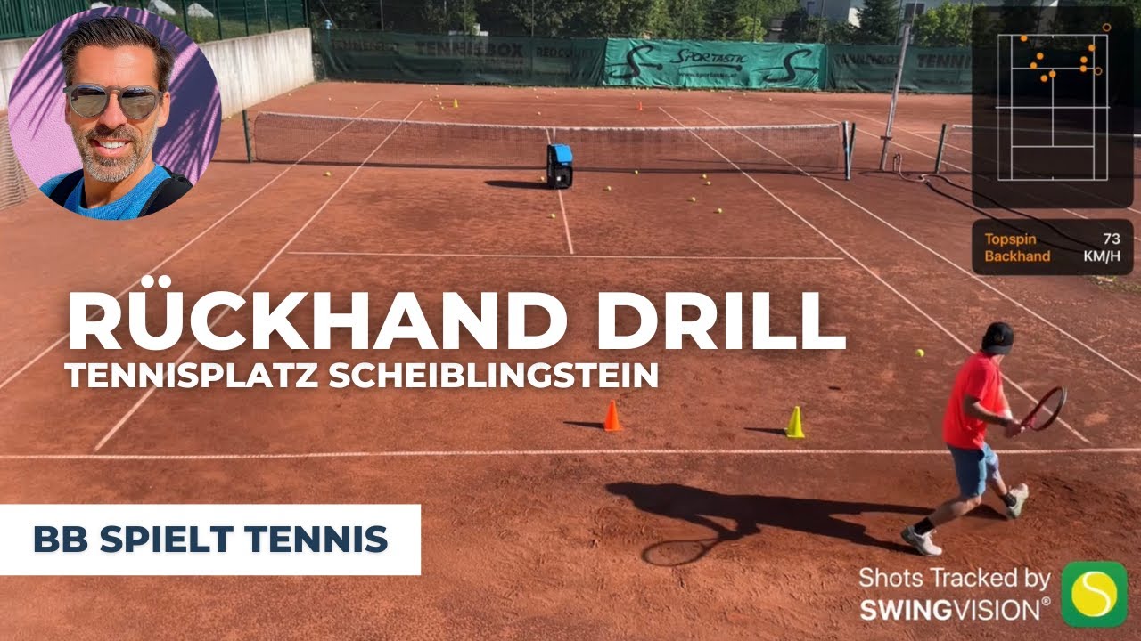 Tennis mit 45+ | R&uuml;ckhand-Drill mit Ballmaschine | Tennisplatz Scheiblingstein | NTRP 4.0 (2 Min)