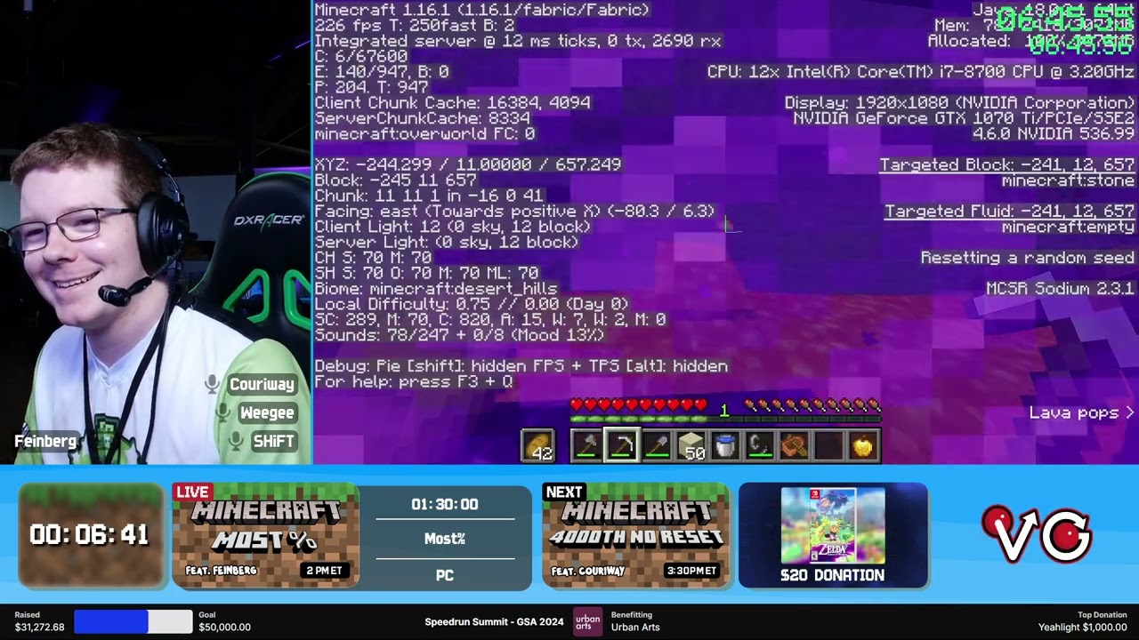 Feinberg and Couriway speedrun Minecraft in GSA's Speedrun Summit