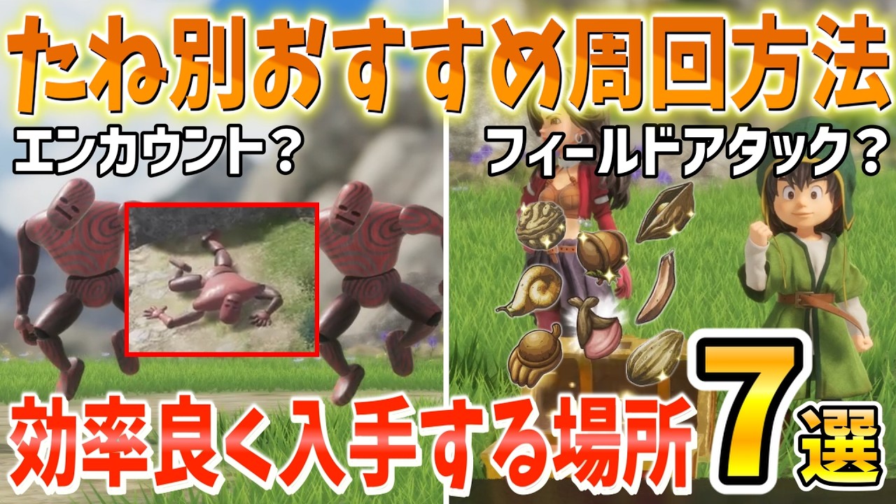 【ドラクエ7リイマジンド】たね集めを効率良くできるおすすめスポット7選！フィールドアタックかエンカウントたね別でどちらが多く集められるのか解説【攻略】【たね】【DQ7R】