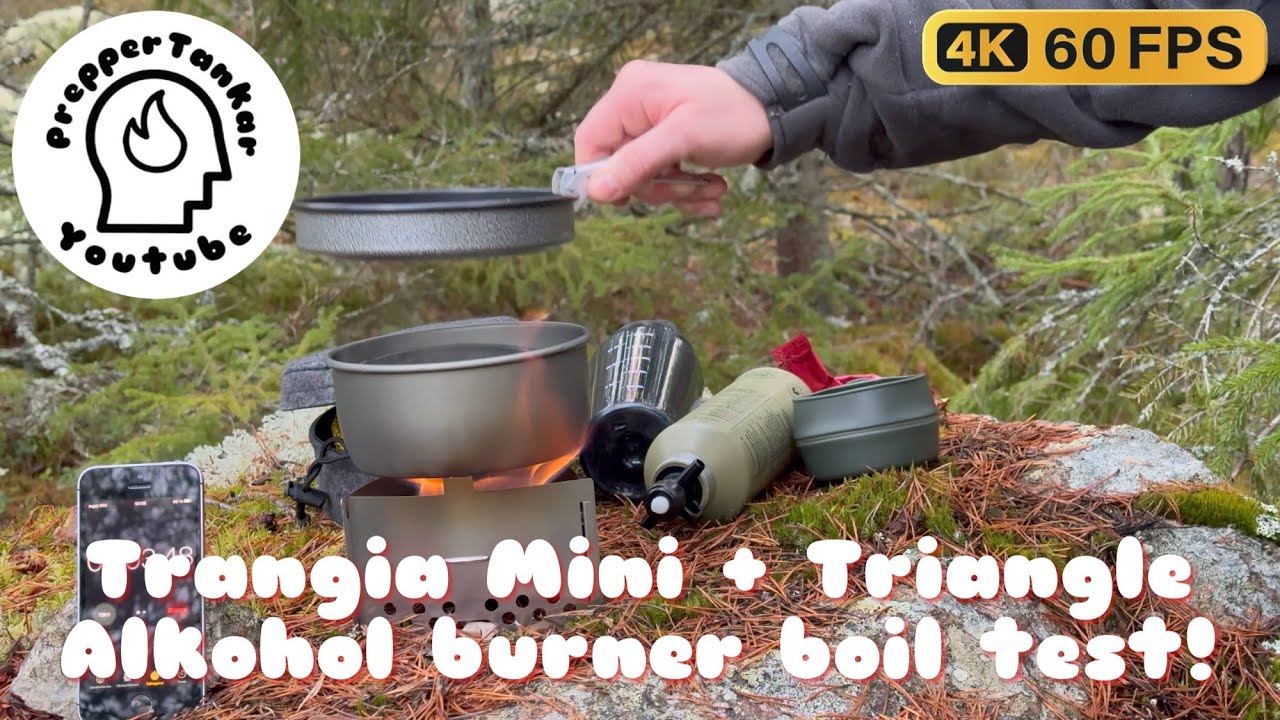 Trangia Mini + Trangia Triangle + Trangia alkohol burner boil test! +7° Celsius and a lot of wind!