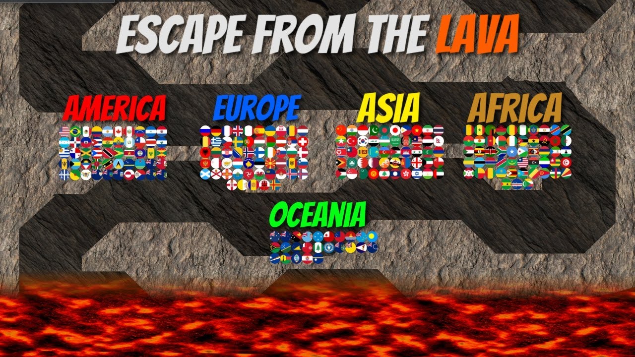 Continents Escape From The Lava - Continents 2025 - Survival - Algodoo 