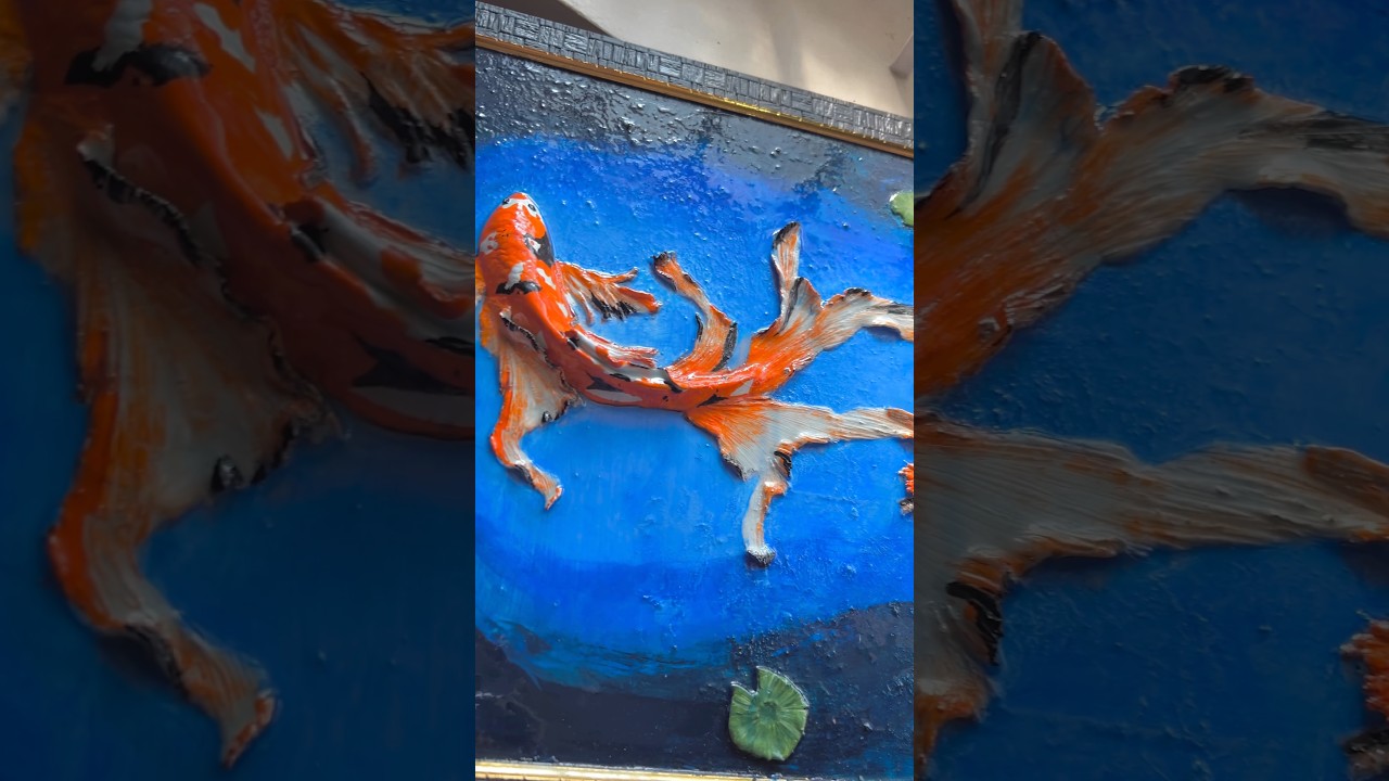 koi fish pond clay art with frame 🐟DM to buy this handmade piece ✨ 