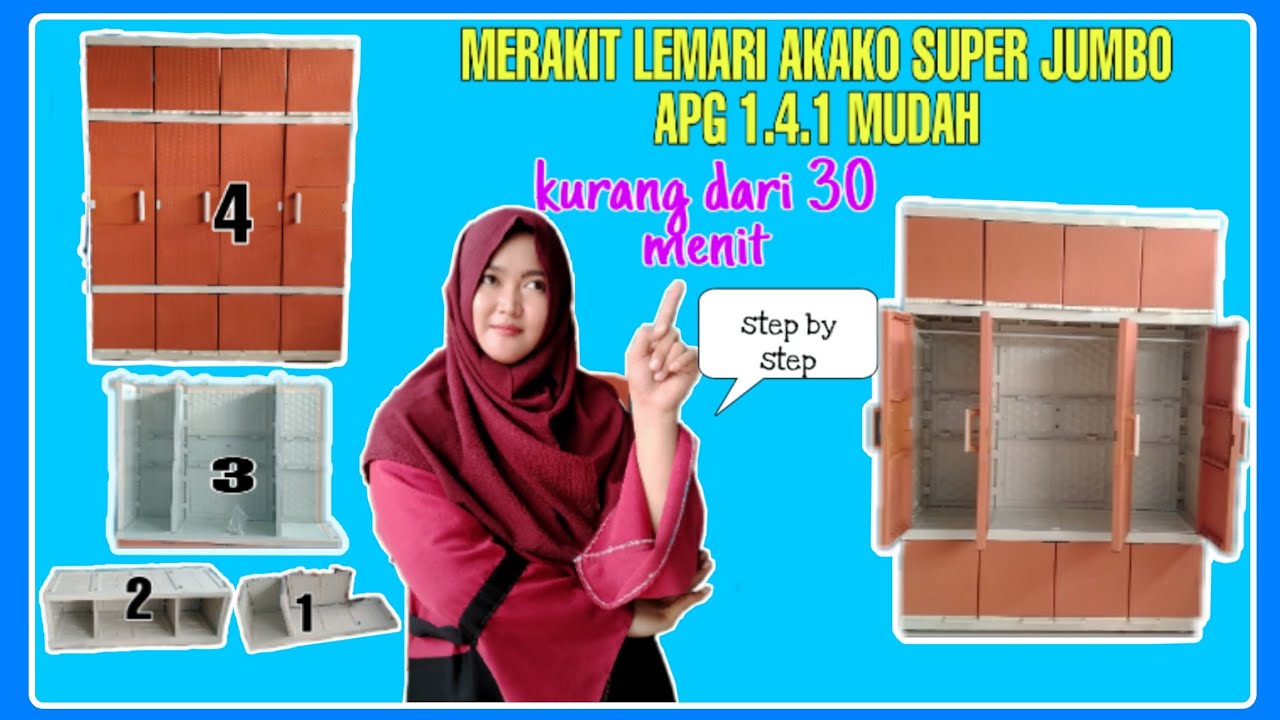 CARA MERAKIT LEMARI PLASTIK AKAKO SUPER JUMBO 4 PINTU APG 1.4.1 || LEMARI JUMBO MURAH #lemari