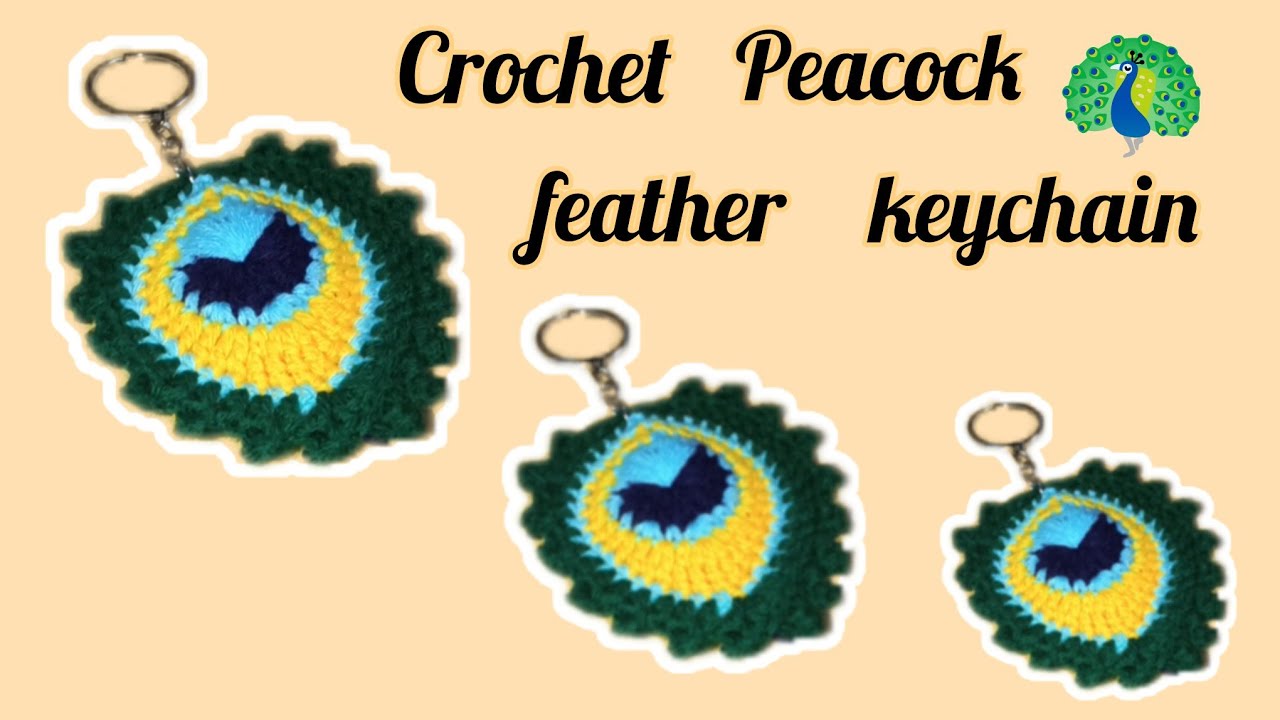 Crochet peacock feather keychain🦚| tutorial | full making video #ytcreate#ytvideos#trending#crochet 