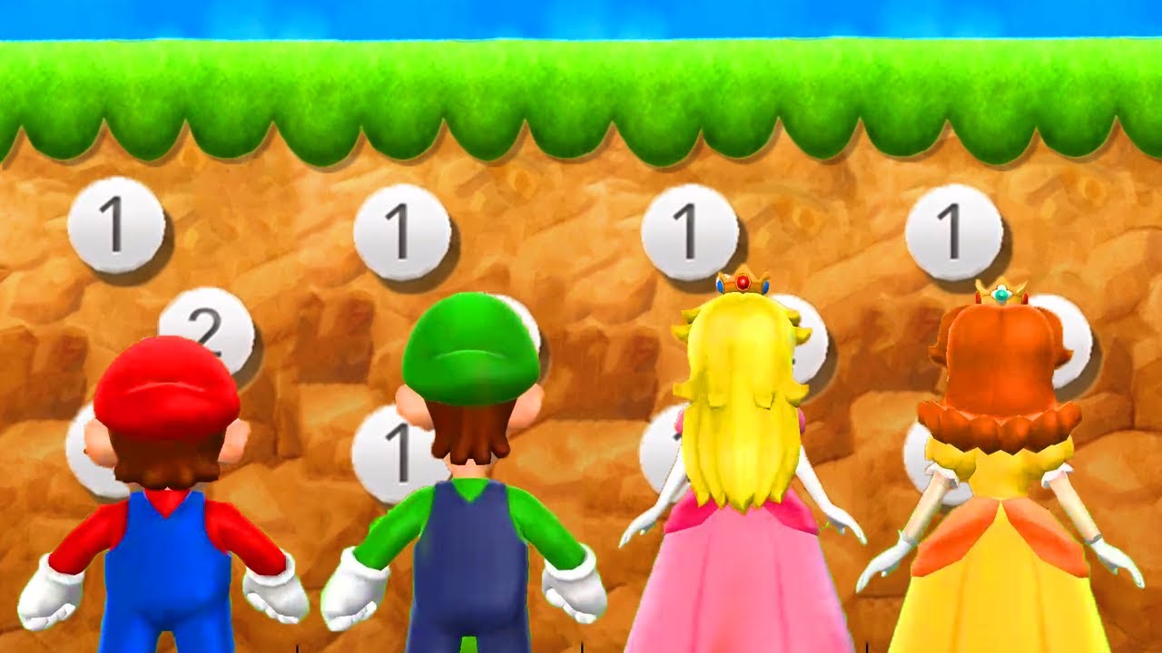 Mario Party 9 Difficult Minigames - Mario vs Peach vs Luigi vs Daisy (Master CPU)