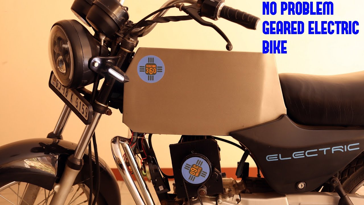 Diy no problem geared electric bike || How to convert old petrol bike to geared electric bike