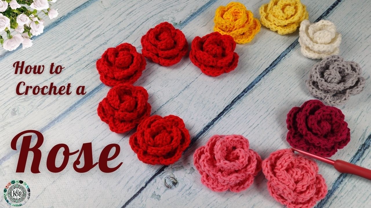 Crochet Rose Flower Tutorial 🌹 Easy 3D Rose for Brooch, Hair Clip & Decor