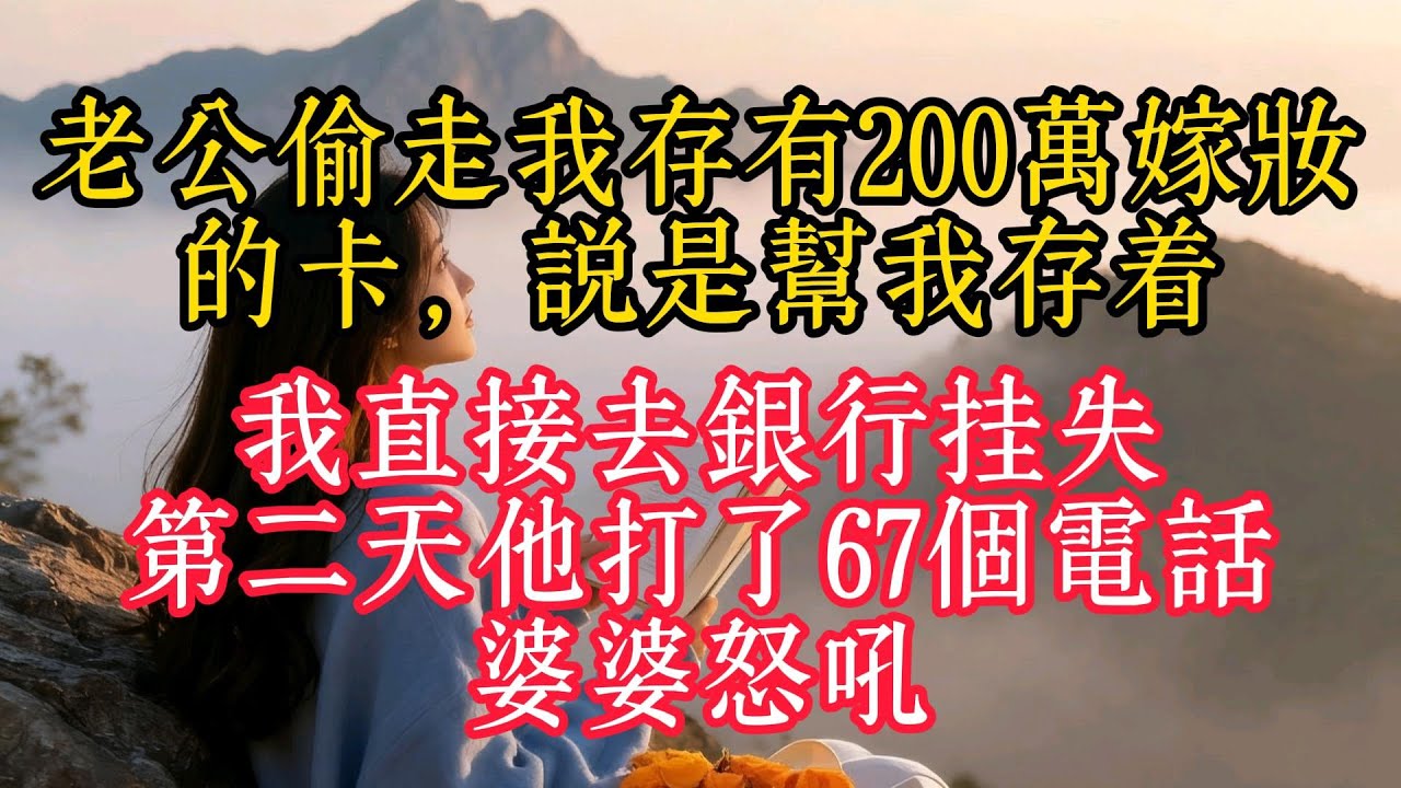 老公偷走我存有200萬嫁妝的卡，說是幫我存著，我直接去銀行掛失，第二天他打了67個電話，婆婆怒吼