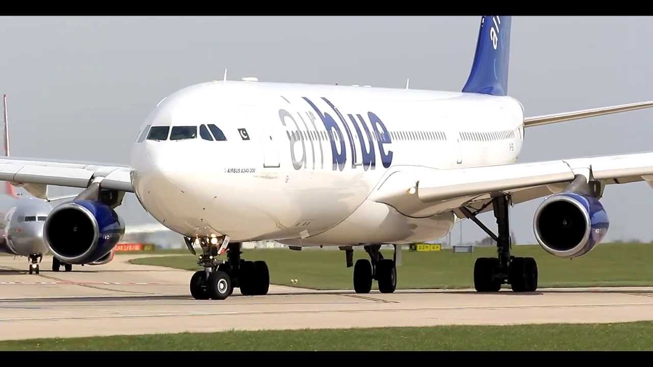 Manchester Airport 13 (HD) - Airblue Airbus A340-300 Departure: 06/05/13