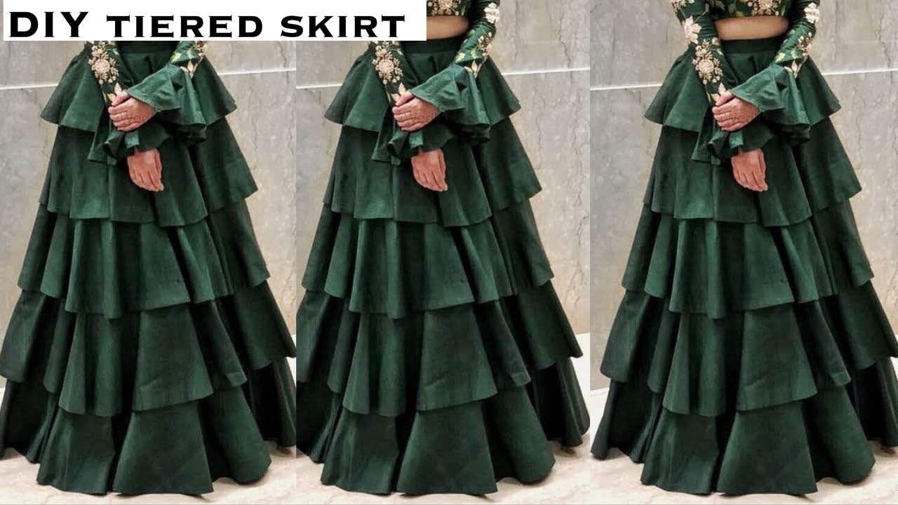 HOW TO MAKE A LONG LAYERED RUFFLE SKIRT TIERED SKIRT (Cutting & Stitching) Detailed Tutorial