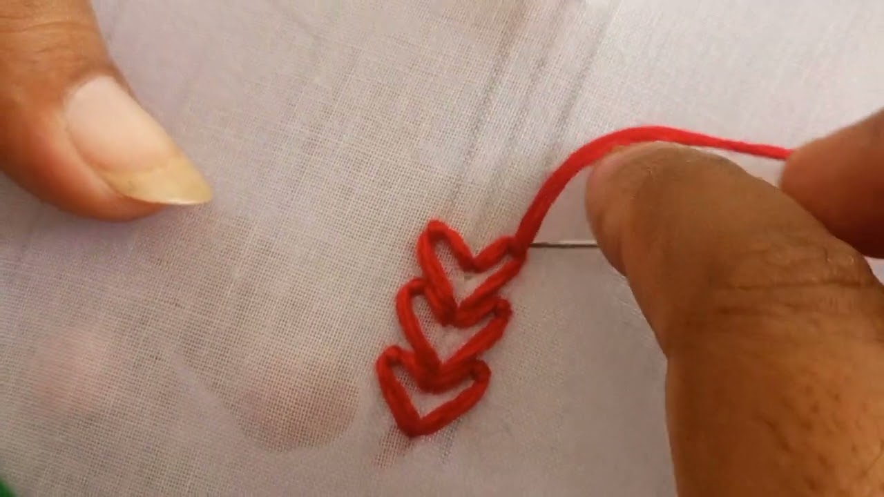 Embroidery heart shape stitch||Stylish embroidery work|| Heart embroidery||Beautiful handwork