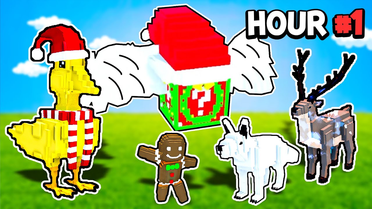 Поимка рождественской утки и счастливого блока в Roblox Raise Animals.
