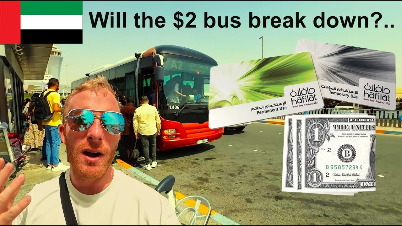 Abu Dhabi Airport to city on the Bus for $2!! In Under 1 Hour! Travel Vlog getting to Abu Dhabi 2023