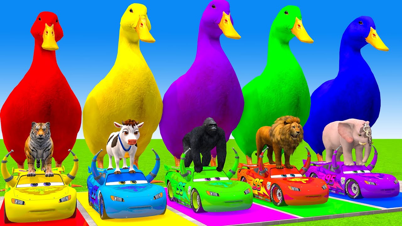 Long Slide Game With Cow Elephant Gorilla Hippopotamus Tiger 3d Animal Game Funny 3d Animals