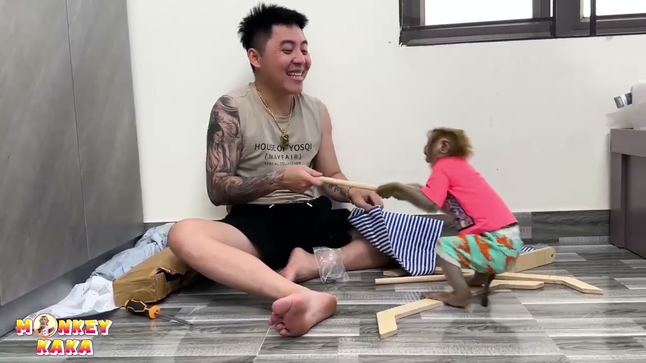 Monkey Kaka and her favorite items bought for him by her dad