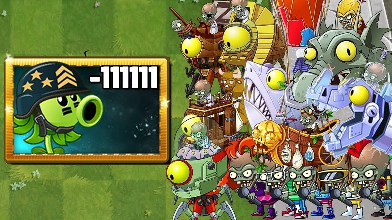 Plants vs Zombies 2: Mega Gatling Pea Level 1 Vs All ZOMBOSS BATTLES