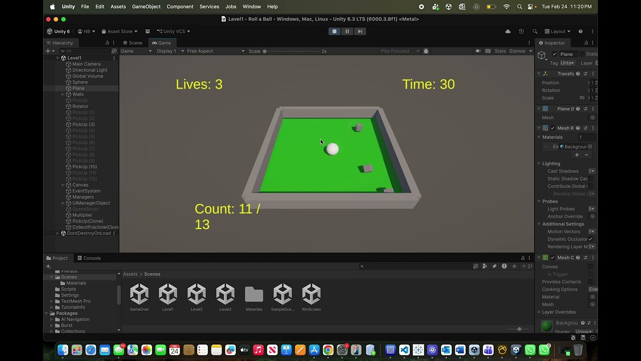 Dead Letter Delivery — Unity Roll-a-Ball Game | CSYE 7270 Assignment 2