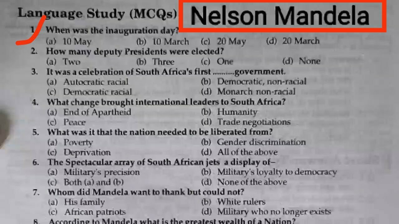 Nelson Mandela Mcq Class 10th | Nelson Mandela Mcq Class 10th by Ashok Sir | Mcq of Nelson Mandela