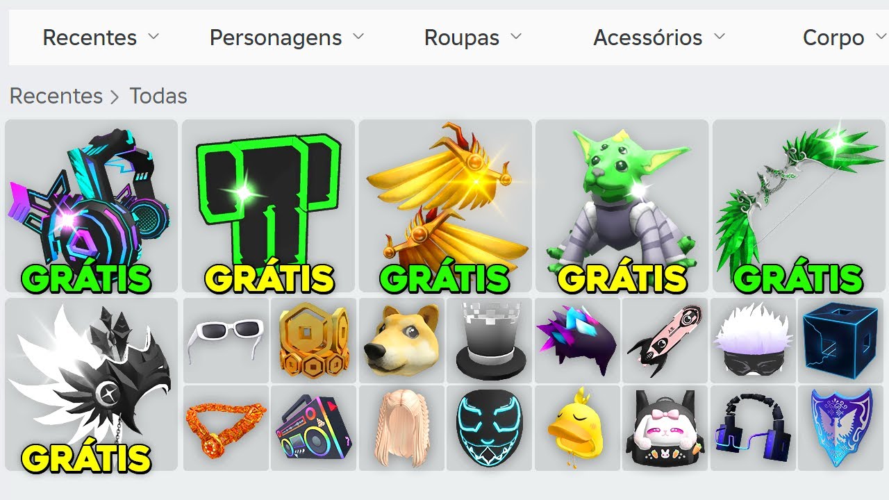 🟨 GUIA COMPLETO: Como PEGAR TODOS os ITENS GRÁTIS do Roblox 🔥