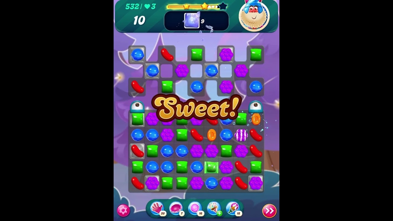 Level 532 Candy Crush Saga. New version. No Boosters