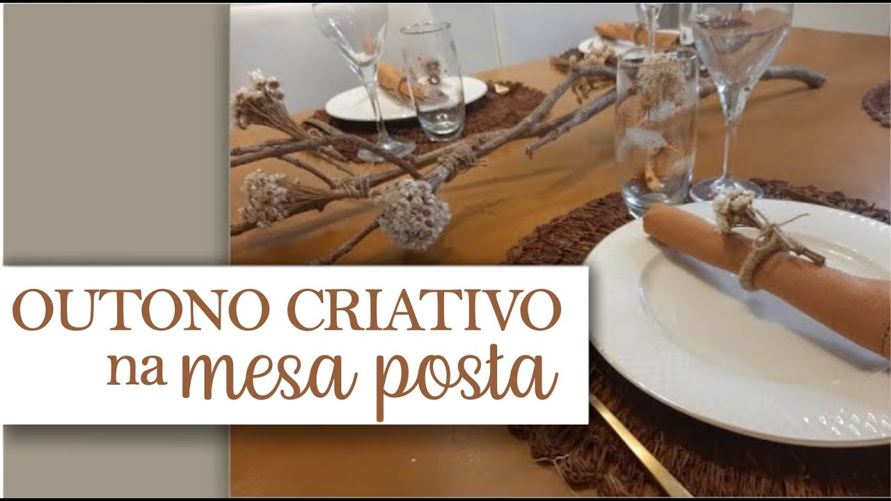 Mesa posta para outono com decoração criativa e barata