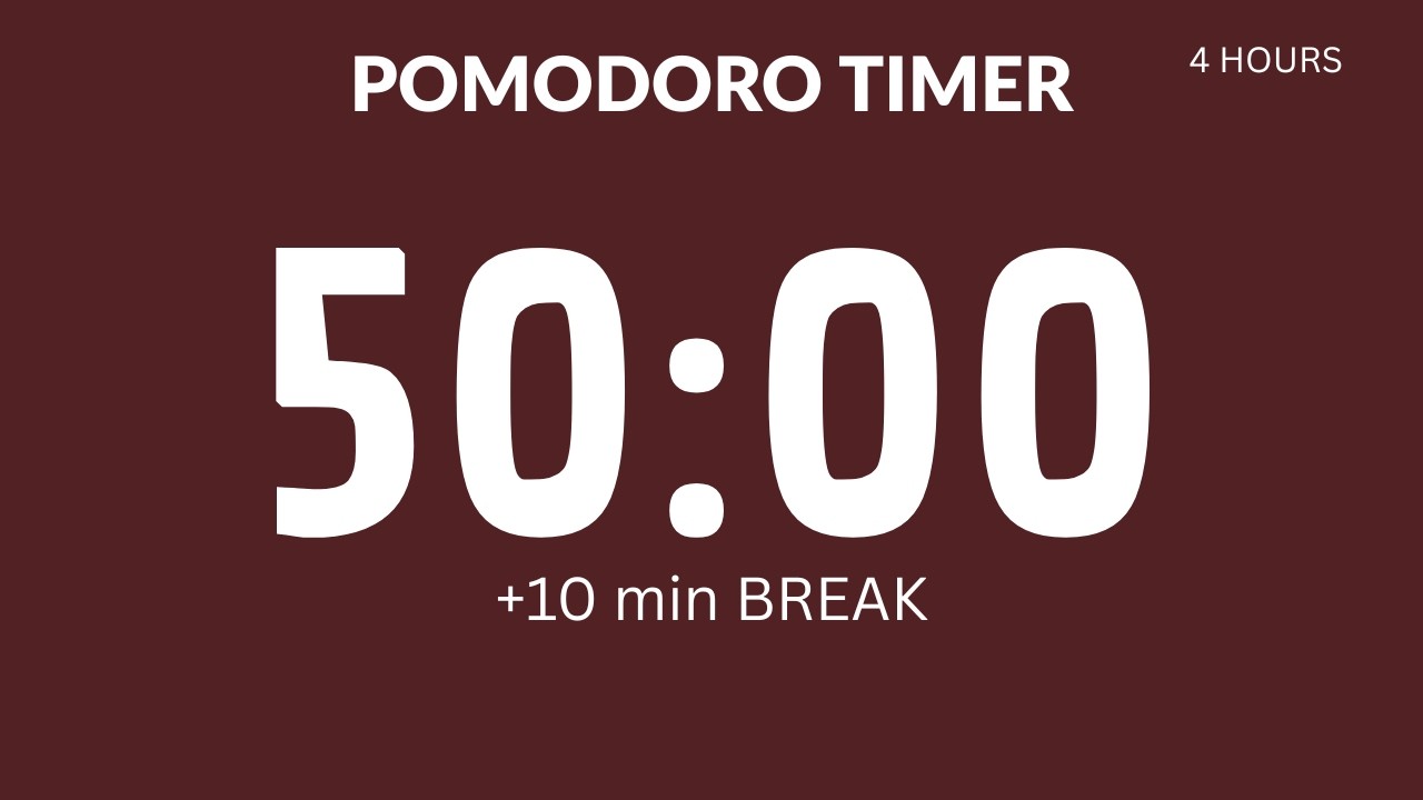 Study With Me  – 50/10 Pomodoro Timer (4 Hours) | Online Pomodoro Timer