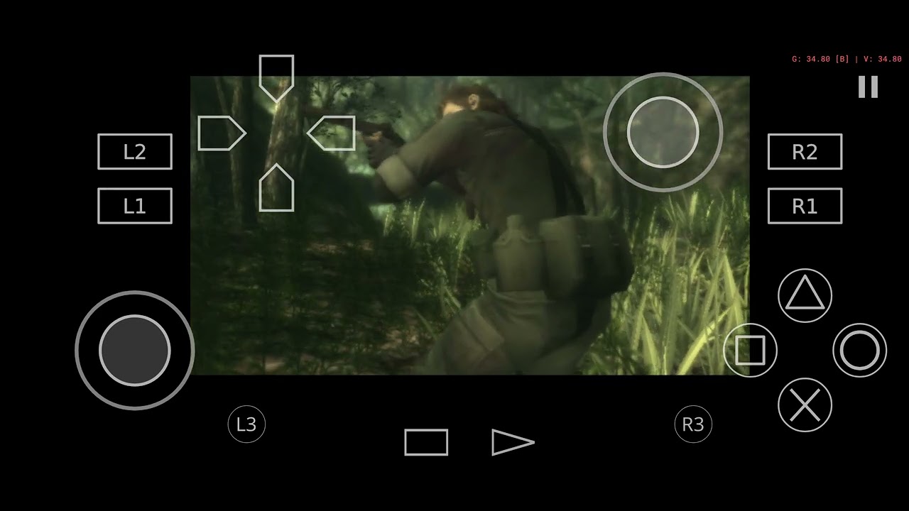 Test benchmark Metal Gear Solid 3 Ps2 Aethersx2 android Samsung a54 8gb ram 128gb
