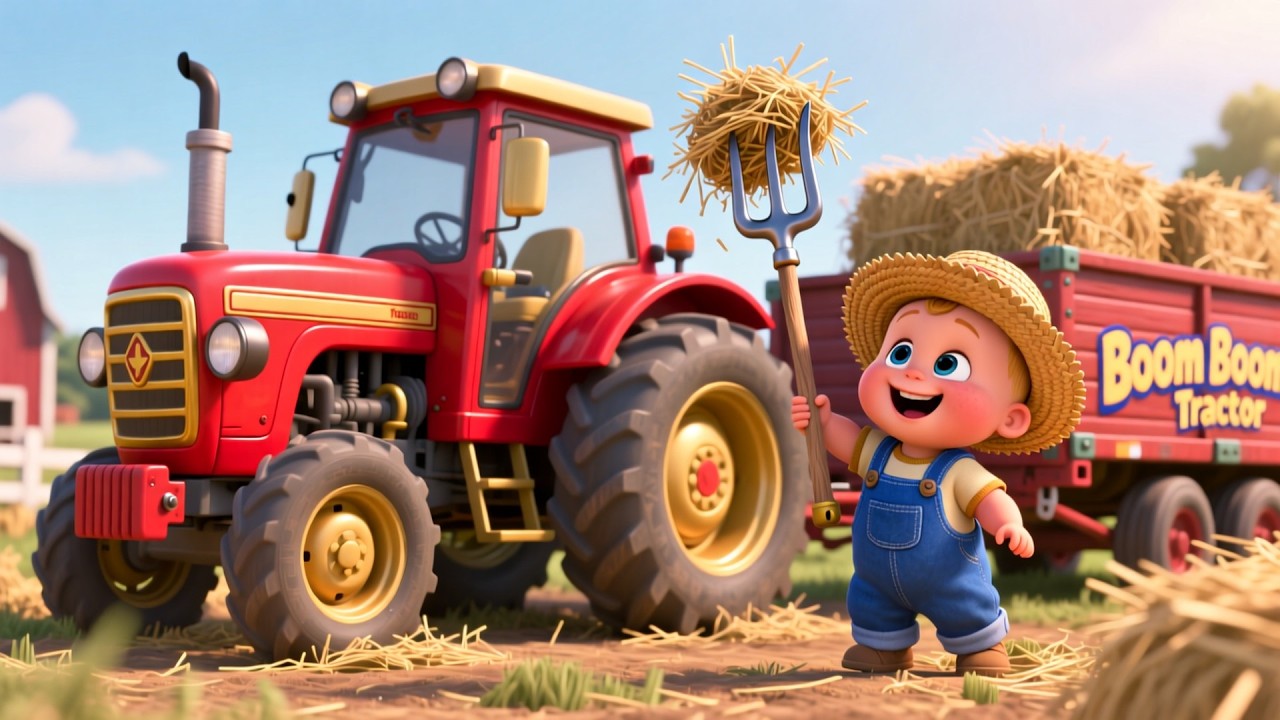 Horse’s Boom Boom Tractor 🚜🎶 Fun Farm Song | Learn ABCs & 123 with Baby