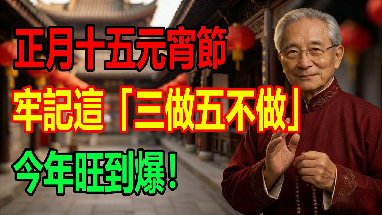 南懷瑾提示：正月十五元宵節，天官下凡賜福，牢記這「三做五不做」！接引宇宙能量加持，今年旺到爆！#南懷瑾 #元宵節禁忌 #佛學智慧 #易經命理 #改命轉運 #元宵節 #佛學 #佛法 #元宵節習俗