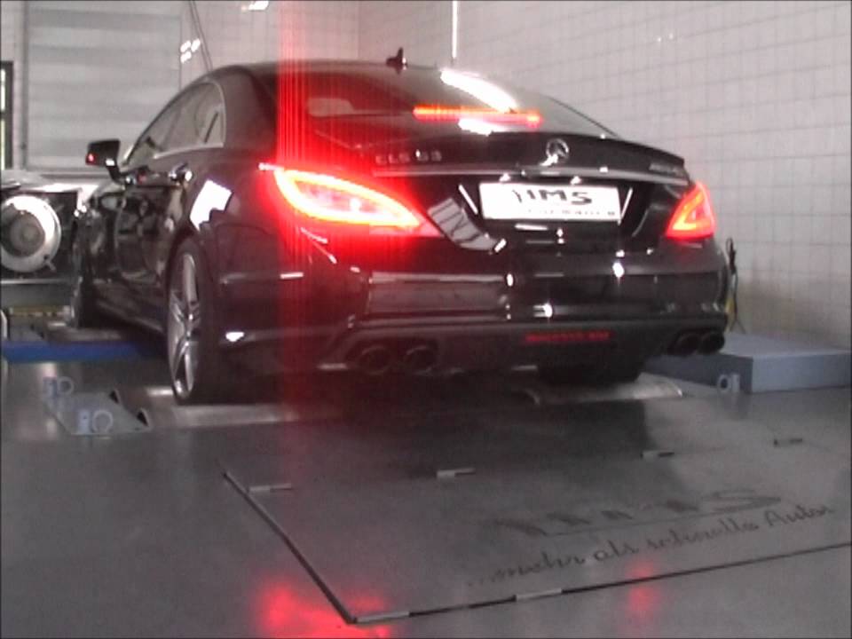 Mercedes CLS 63 AMG 5.5 Bi-Turbo mit HMS Performance  Klappenabgasanlage Soundfile Püfstand.wmv