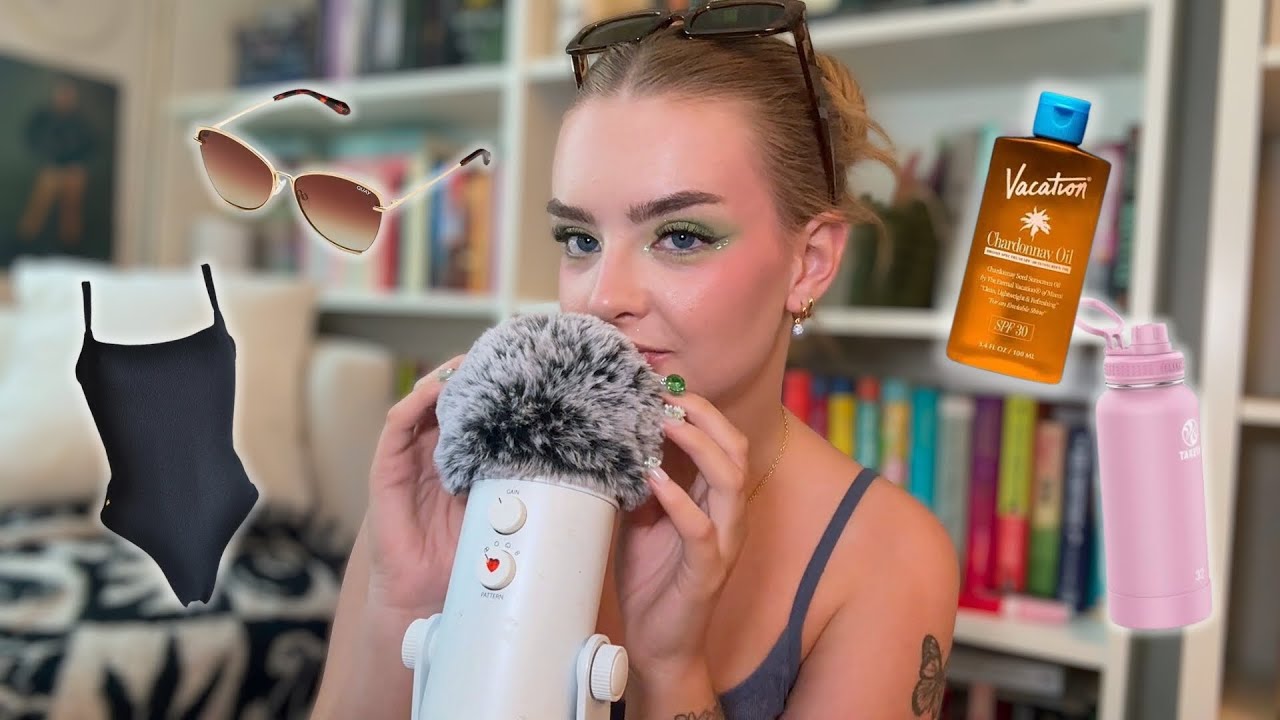 ASMR collective haul with lots of tingly triggers 🛍️ summer beauty, clothing, & mic brushing