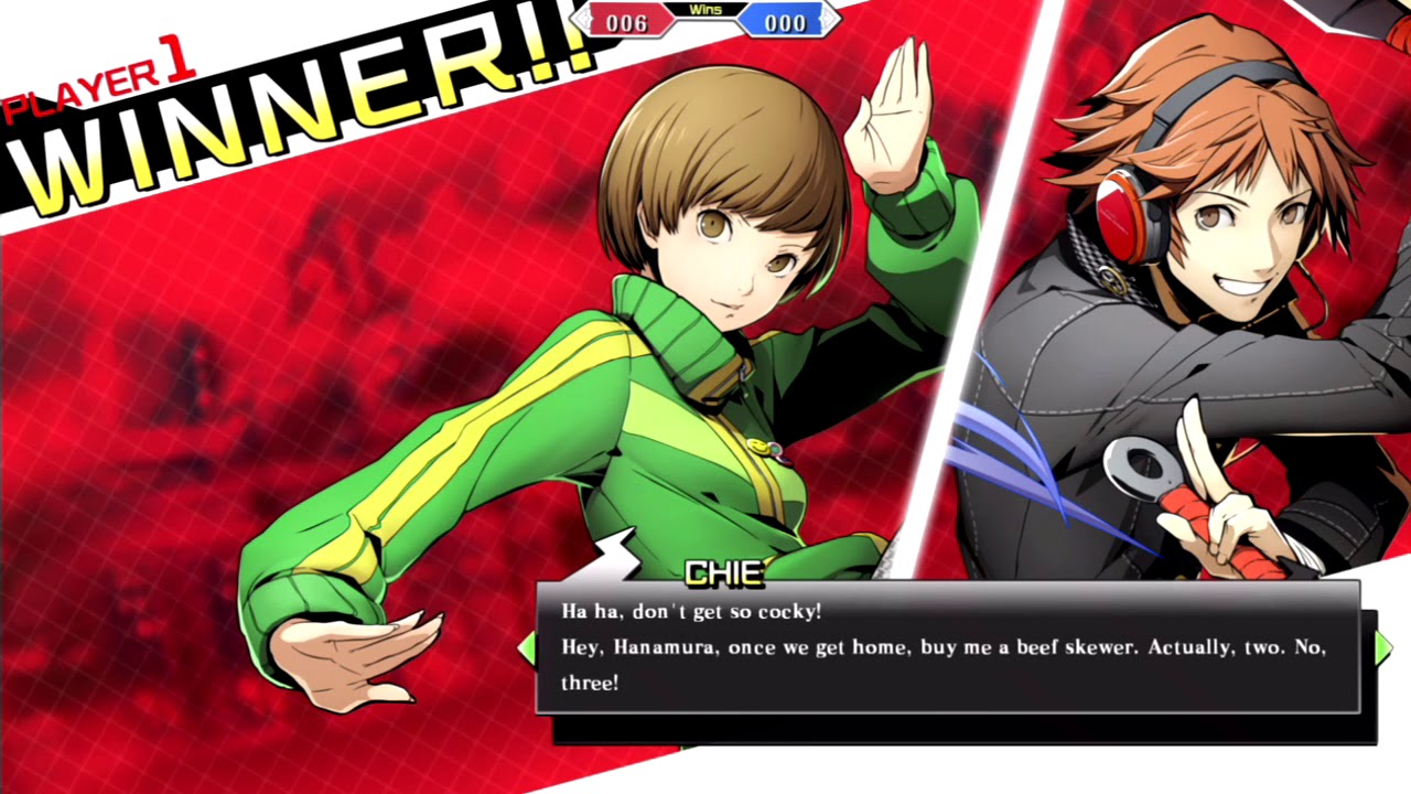 Blazblue: Cross Tag Battle Chie All Unique Interactions and Win Quotes - Eng Dub