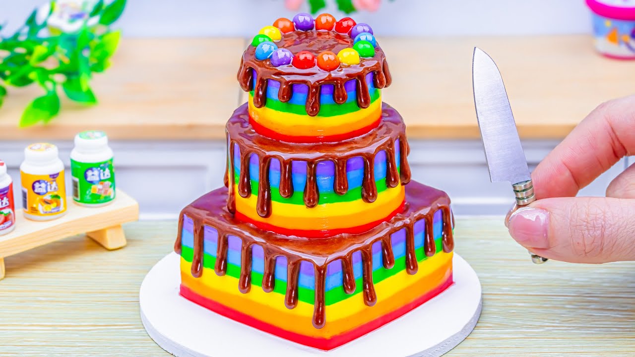 Mini Rainbow Chocolate Cake Layers 🌈 Miniature Rainbow Chocolate Cake Recipe | Wonder Cake