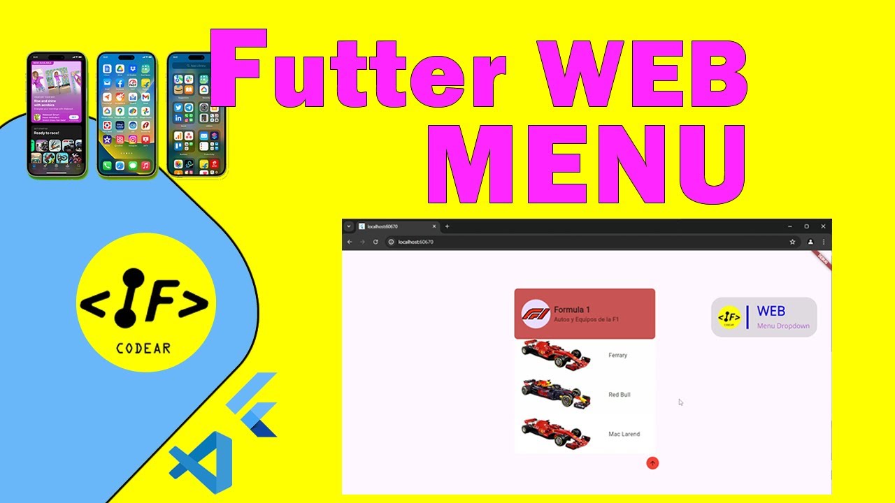 Flutter WEB Menu DropDown curso tutorial animated Sidebar