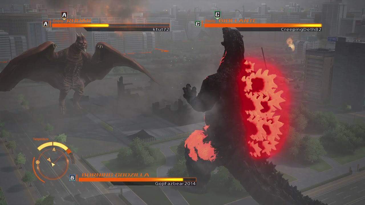 GODZILLA ps5 online battle: Burning Godzilla vs Rodan vs Biollante