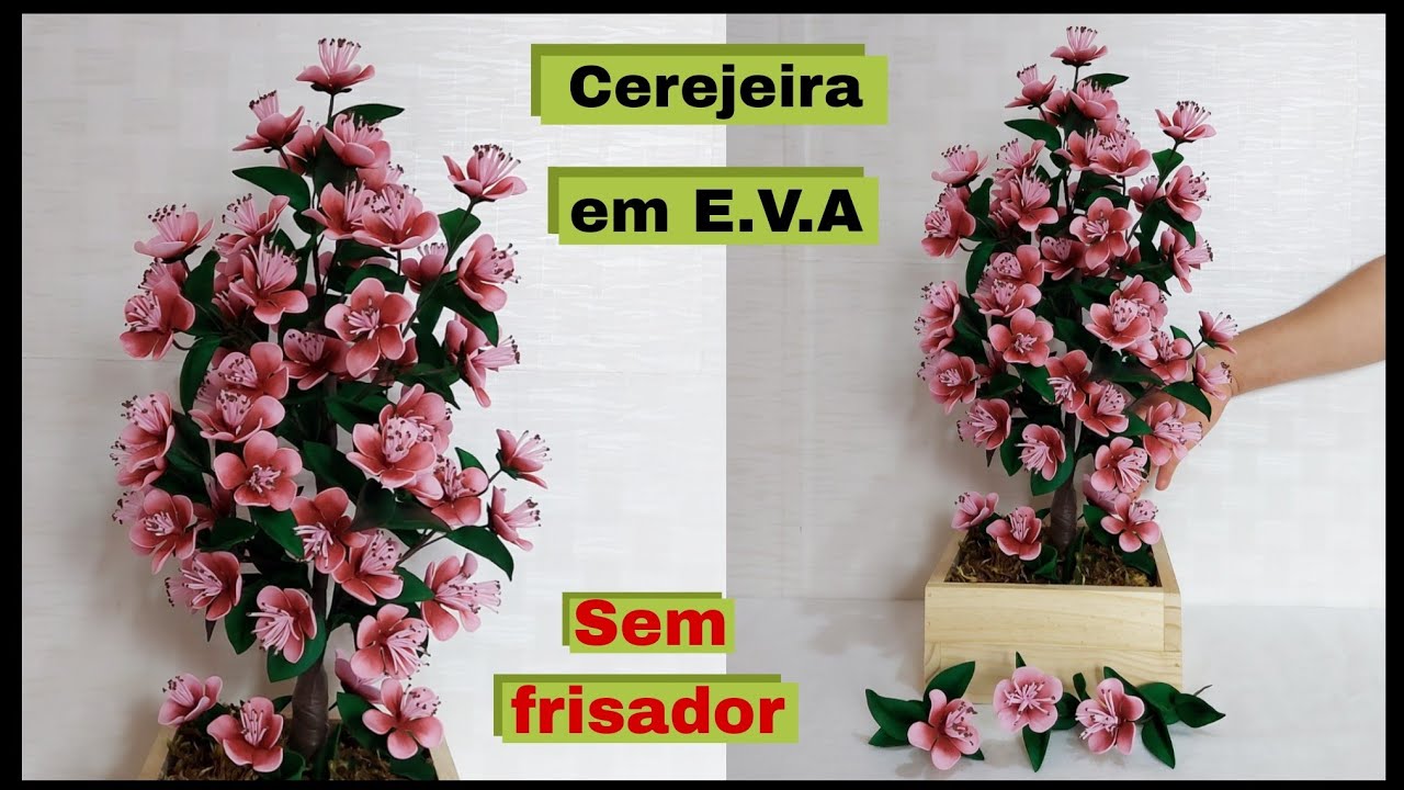 Cerejeira em E.V.A, sem frisador, de um jeito prático de fazer.