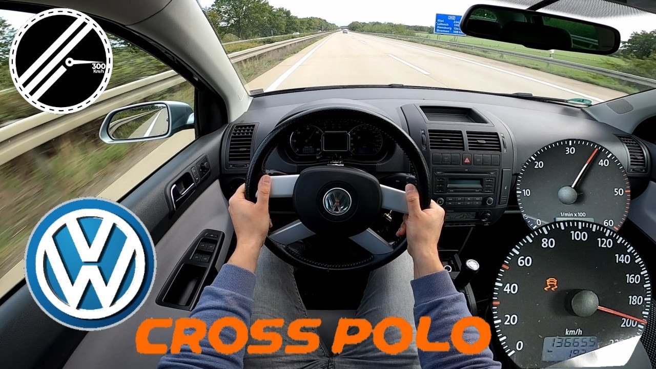 VW Polo 1.9 TDI 9N3 101 PS CrossPolo Top Speed Drive On German Autobahn With No Speed Limit POV
