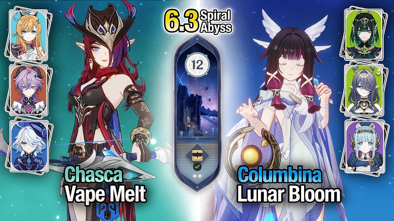 C0 Chasca Vape Melt & C0 Columbina Nefer Lunar Bloom | Spiral Abyss 6.3 | Genshin Impact