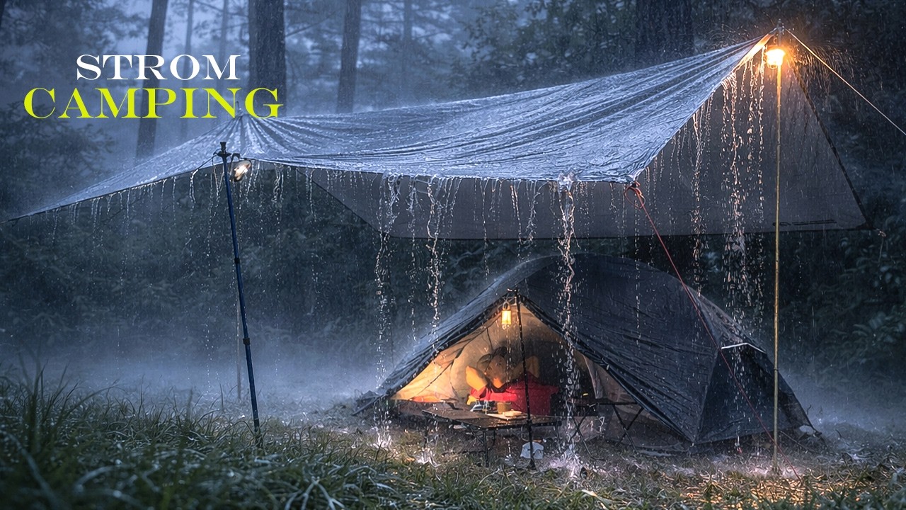Camping Alone During a Massive Rainstorm (ASMR Rain Sounds)