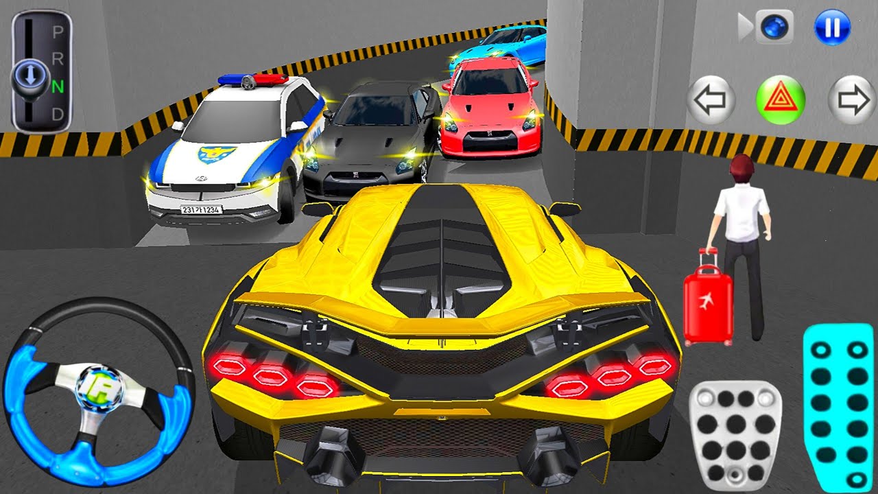 New Golden Lamborghini Car Stuck in Parking Garage | 3D Driving Class | Android Car Parking Gameplay