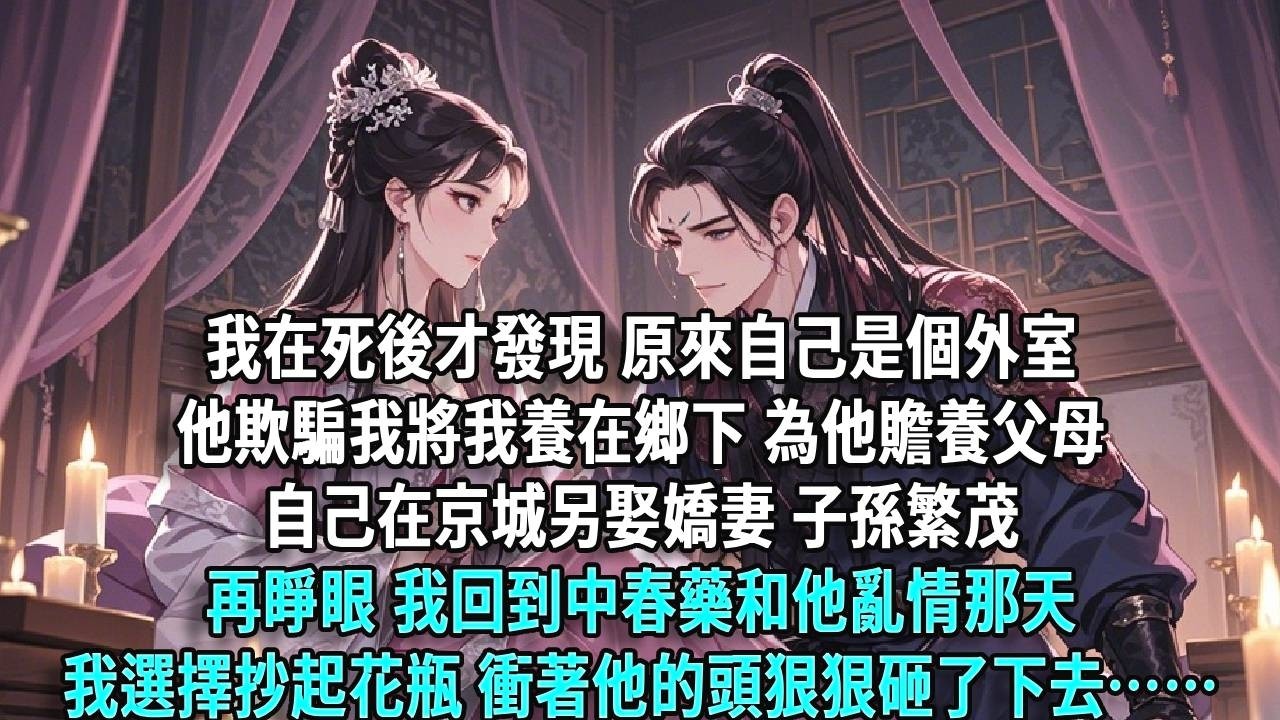 我在死後才發現，原來自己是個外室。他欺騙我，將我養在鄉下，為他贍養父母；自己在京城另娶�嬌妻，子孫繁茂。再睜眼，我回到中春藥和他亂情那天，我選擇抄起花瓶，衝著他的頭狠狠砸了下去……