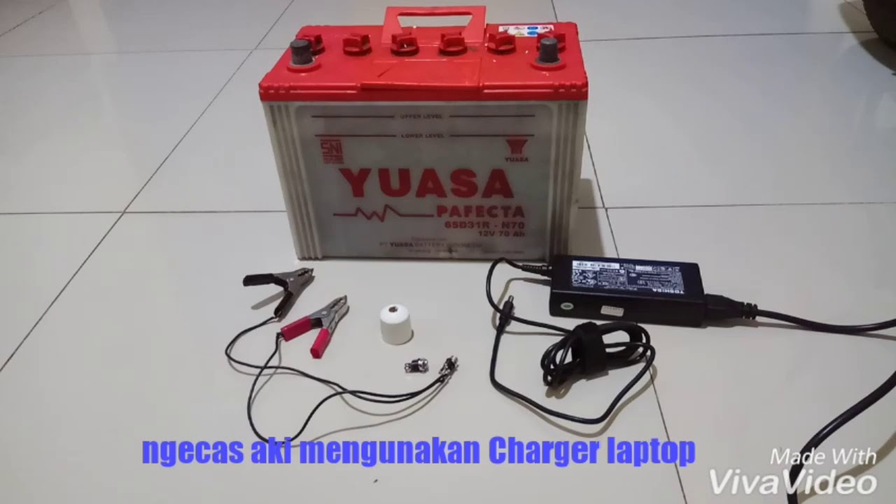 Ngecas aki mengunakan Charger laptop simpel dan mudah di gunakan